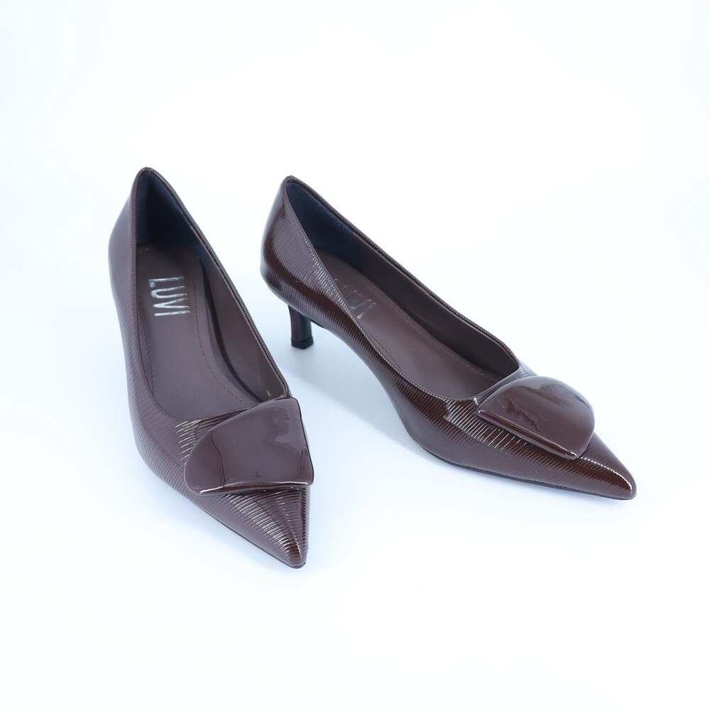 Prologue Shoes Luvi Briana Buckle Pump Brown Pointed Toe Women's 36/US 5.5